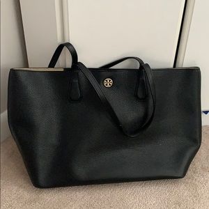 Black leather Tory tote